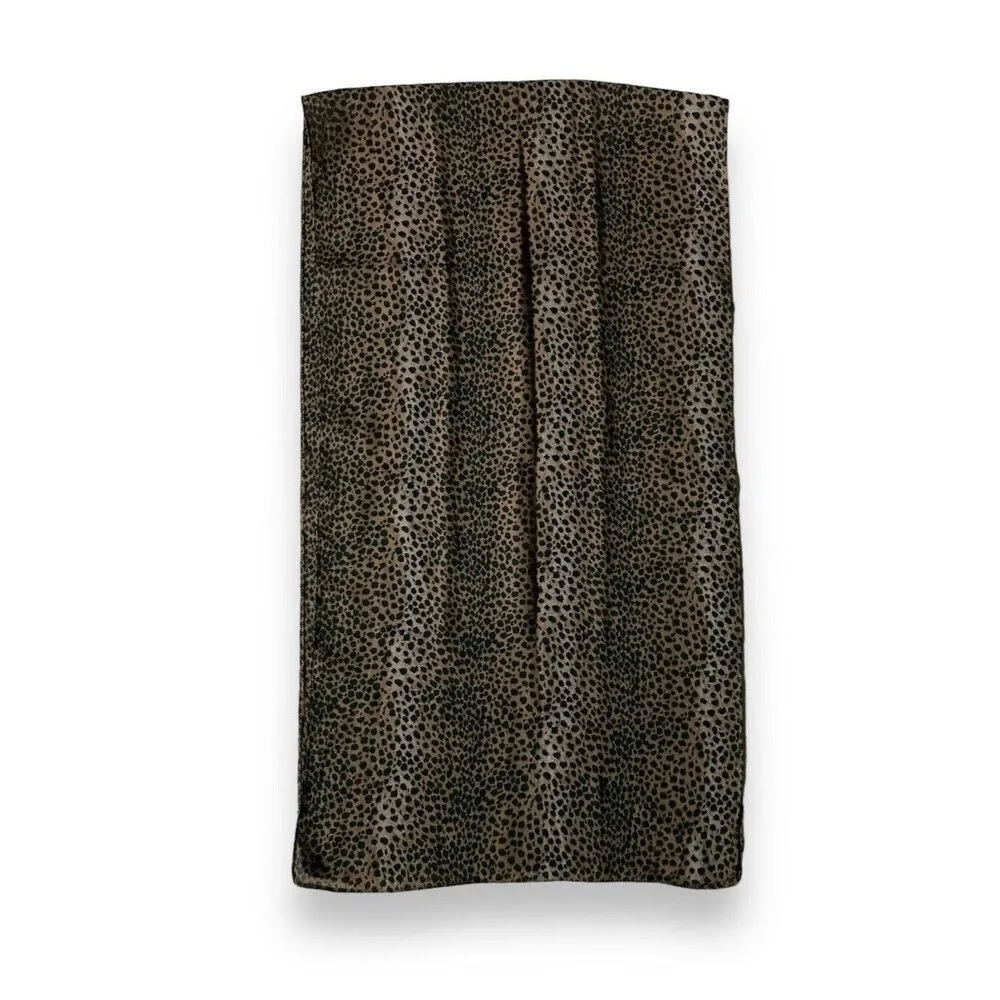 Vintage Brown Leopard Rectangular Scarf 14” X 52” Unisex Neck Scarve